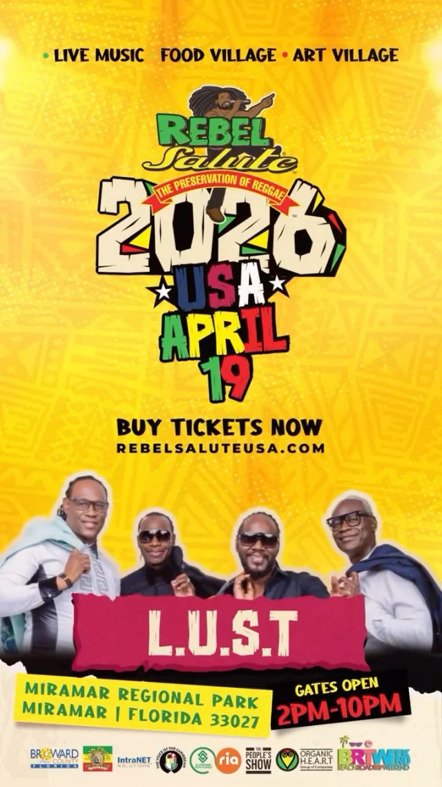 L.U.S.T. joins Rebel Salute USA 2026. 🇯🇲🔥

Smooth harmonies. Timeless hits. One stage. Don’t miss the vibes live on April 19, 2026 at Miramar Regional Park.

🎟️ Get your tickets now at RebelSaluteUSA.com

Presented by @brtweekend | @cityofmiramar | @intranetsolutionsja | @supremeventures | @riamoneytransfer | @lionprideja

#RebelSaluteUSA #RebelSalute2026 #LUST #ReggaeCulture